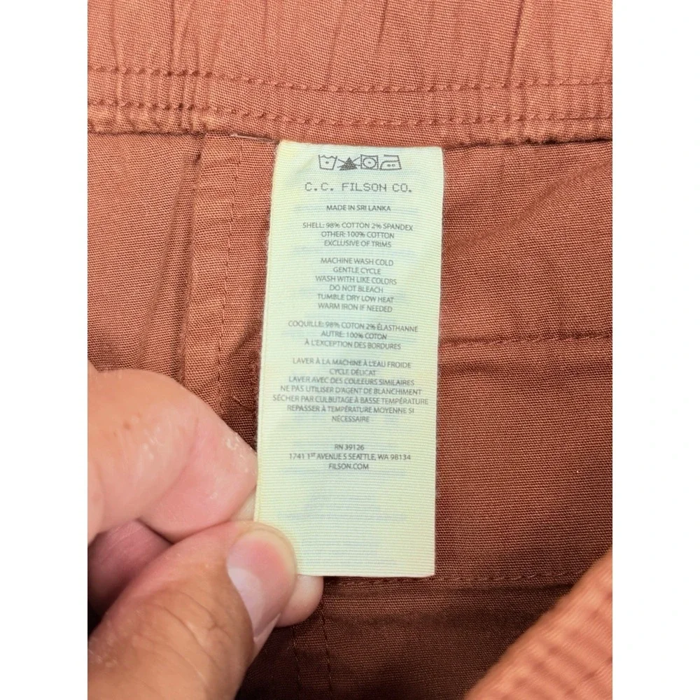 Filson Dry Falls Shorts Men's Large Sequoia Cotton Stretch NWT